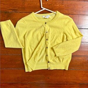 Boden Cropped Bright Yellow Cashmere Cardigani